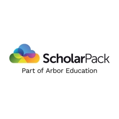 Scholarpack logo coloured clouds overlapping