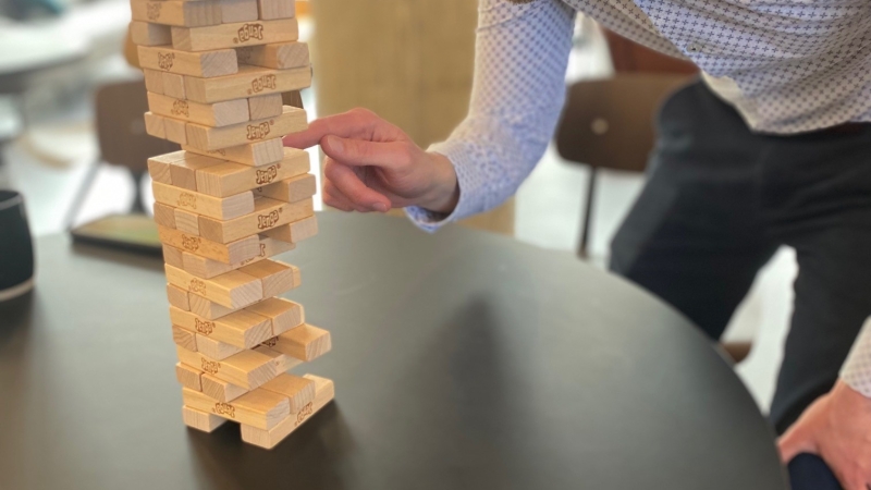 Ben playing Jenga