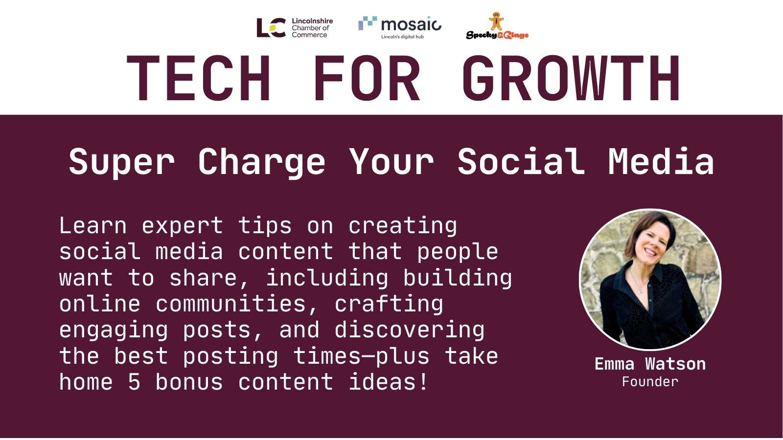 Emma Watson from Specky & Ginge. Social Media Marketing Agency. tech for growth lincolnshire chamber of commerce